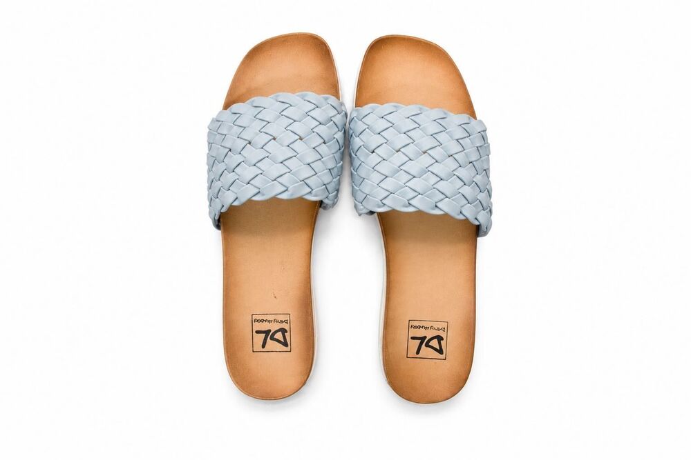New Dirty Laundry Enjoy It Woven Slide Sandal Baby Blue Womens US Size 9